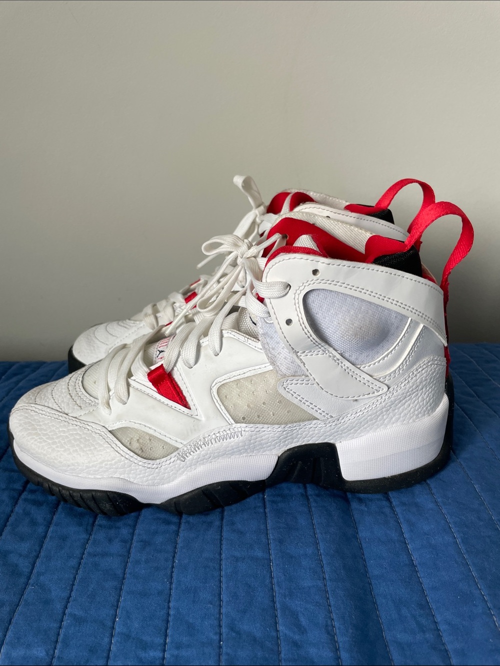 Air Jordan Youth White and Red High-Top Sneakers